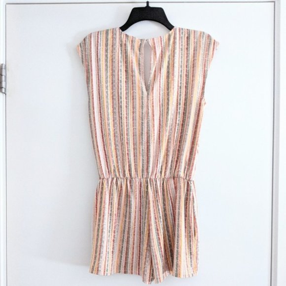 BCBGeneration striped pink crossover Jersey romper - Picture 2 of 7